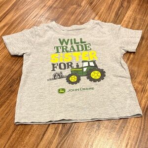 John Deere Gray Tee with Tractor and trade sister text